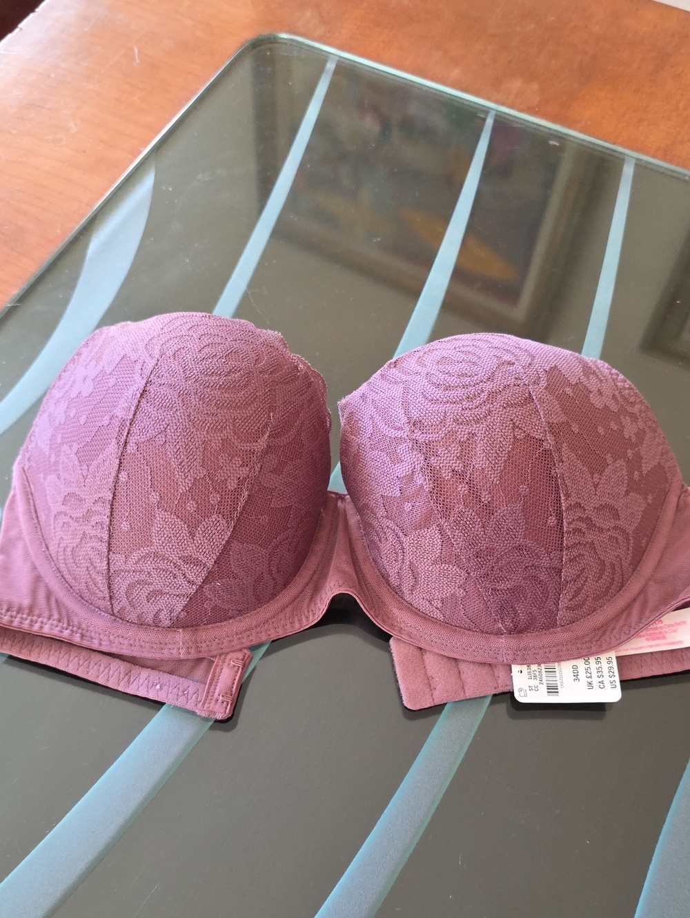 PINK Victoria's Secret Lace Strapless Push-Up Bra - Mauve